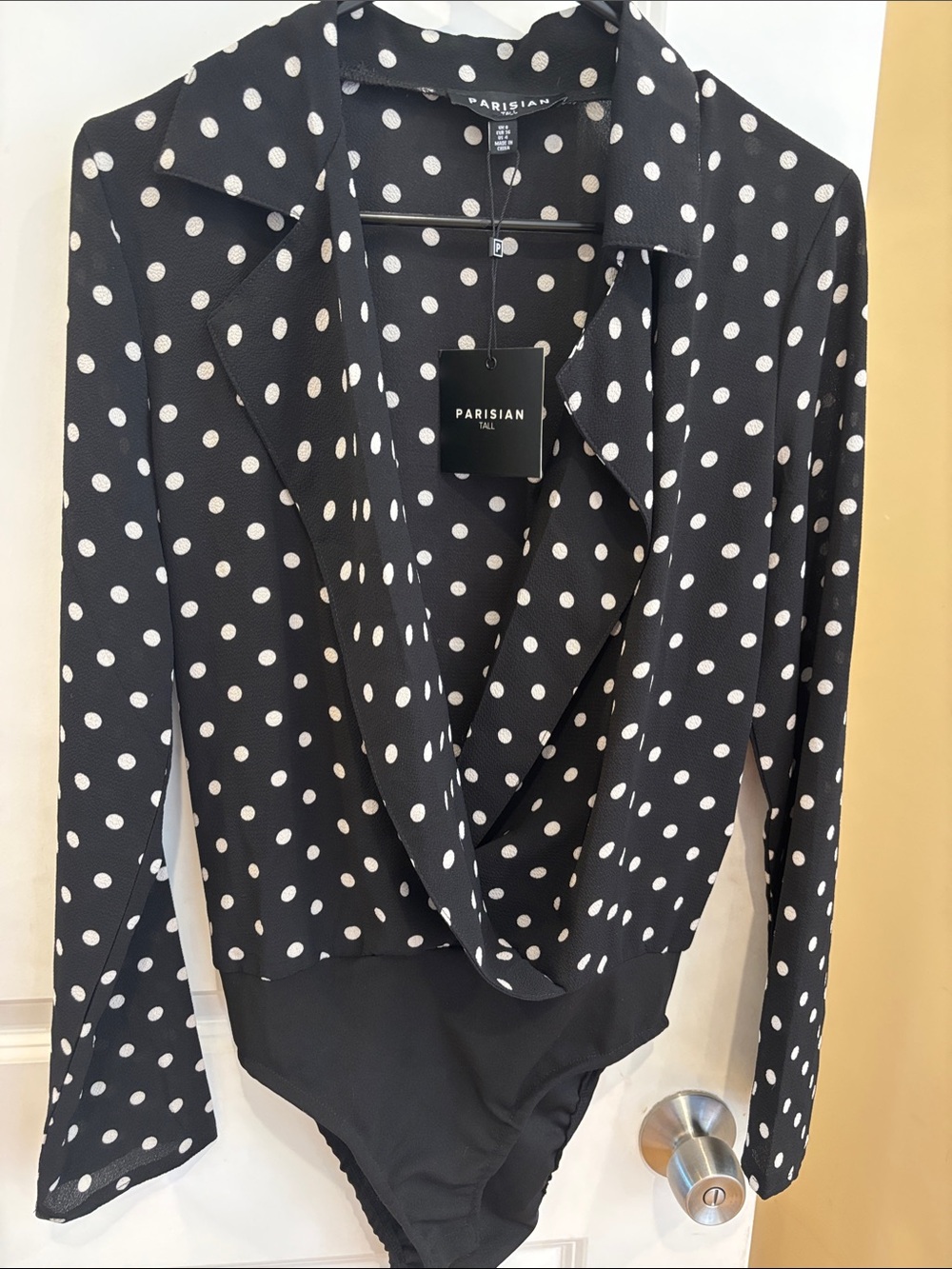 Parisian Black & White Polka Dot Wrap Bodysuit Size 4T